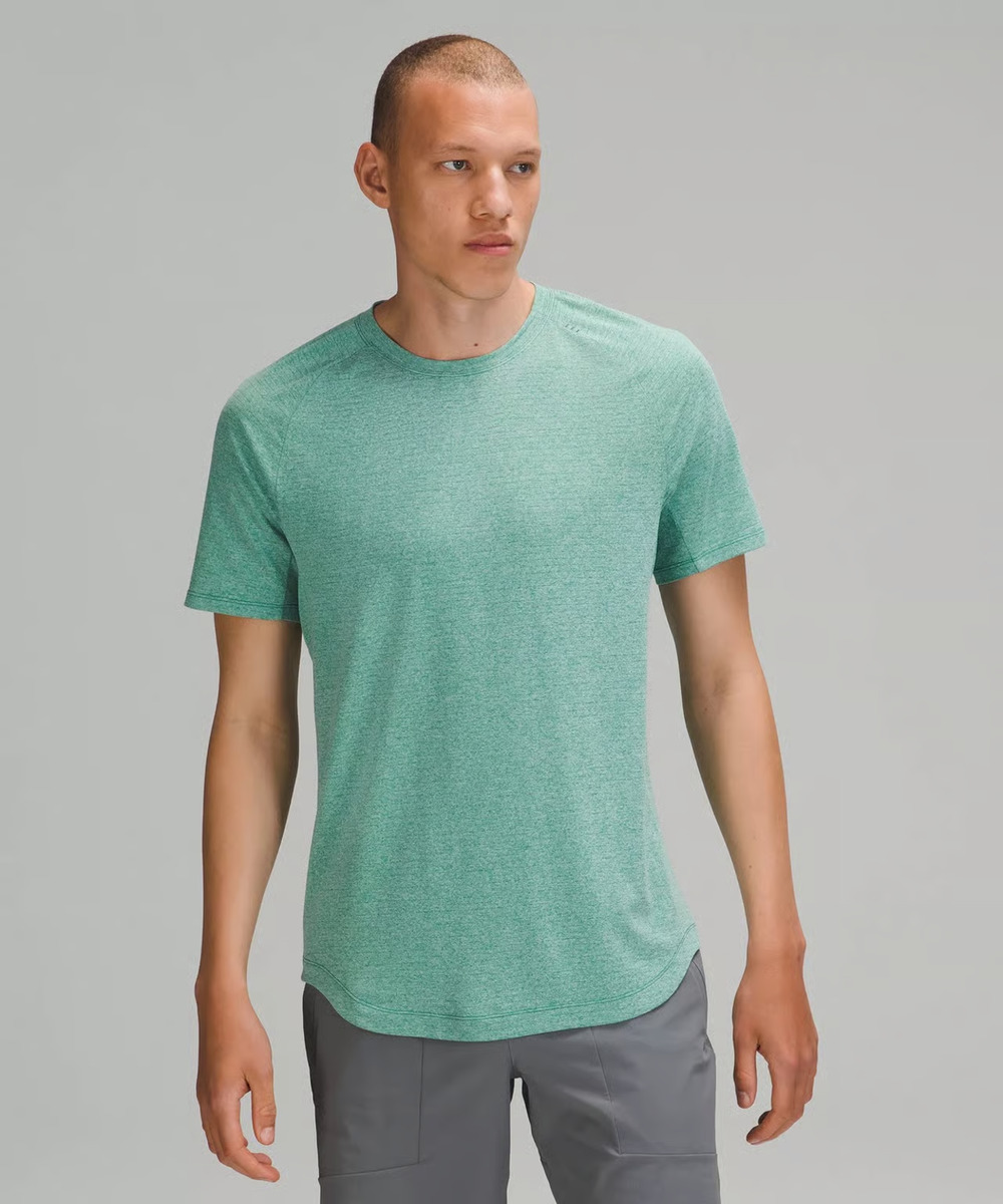 Lululemon Drysense Training Short Sleeve Shirt Mens M Heather Teal Crew Neck
